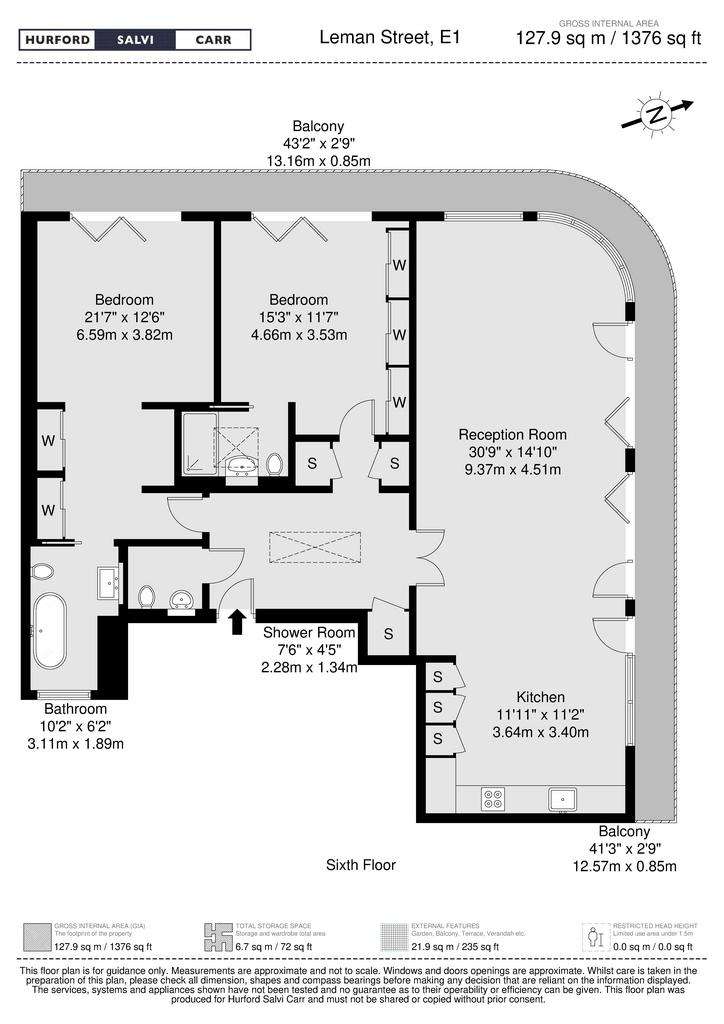 2 bedroom penthouse apartment to rent - floorplan