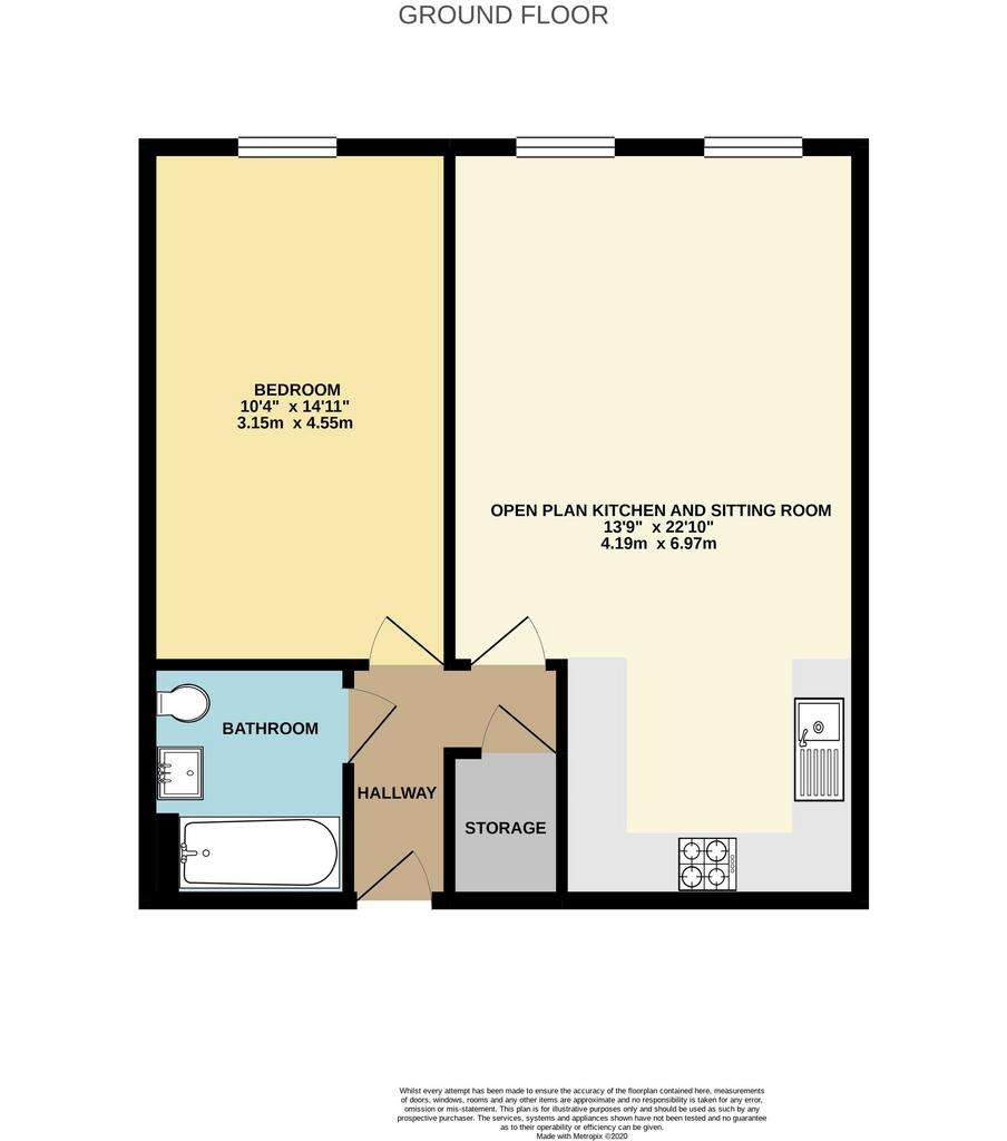 1 bedroom flat to rent - floorplan