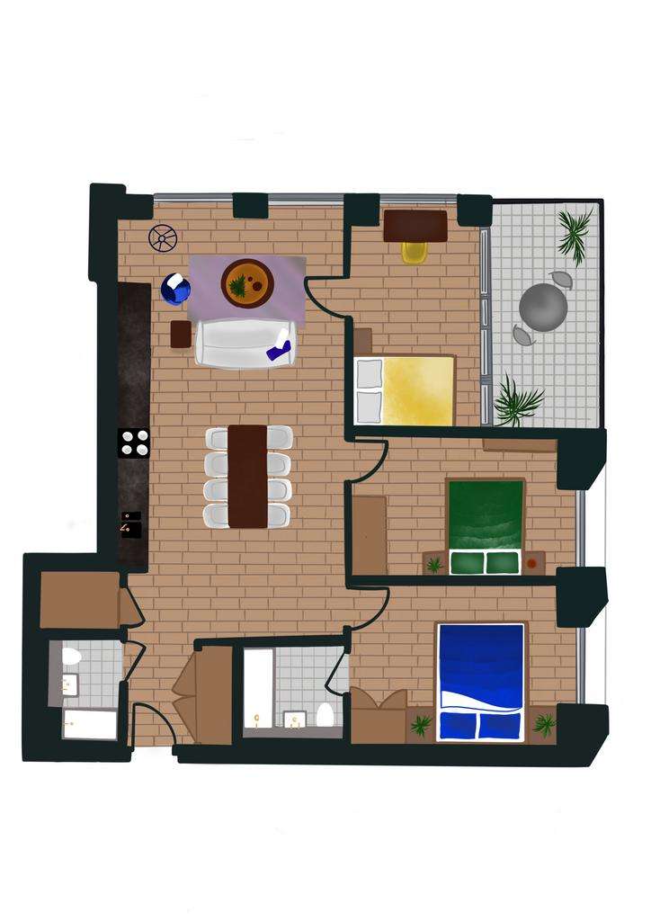 3 bedroom flat to rent - floorplan