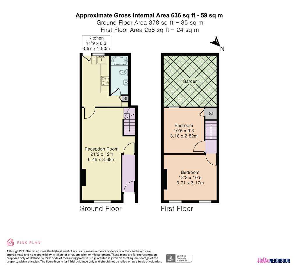 2 bedroom terraced house to rent - floorplan