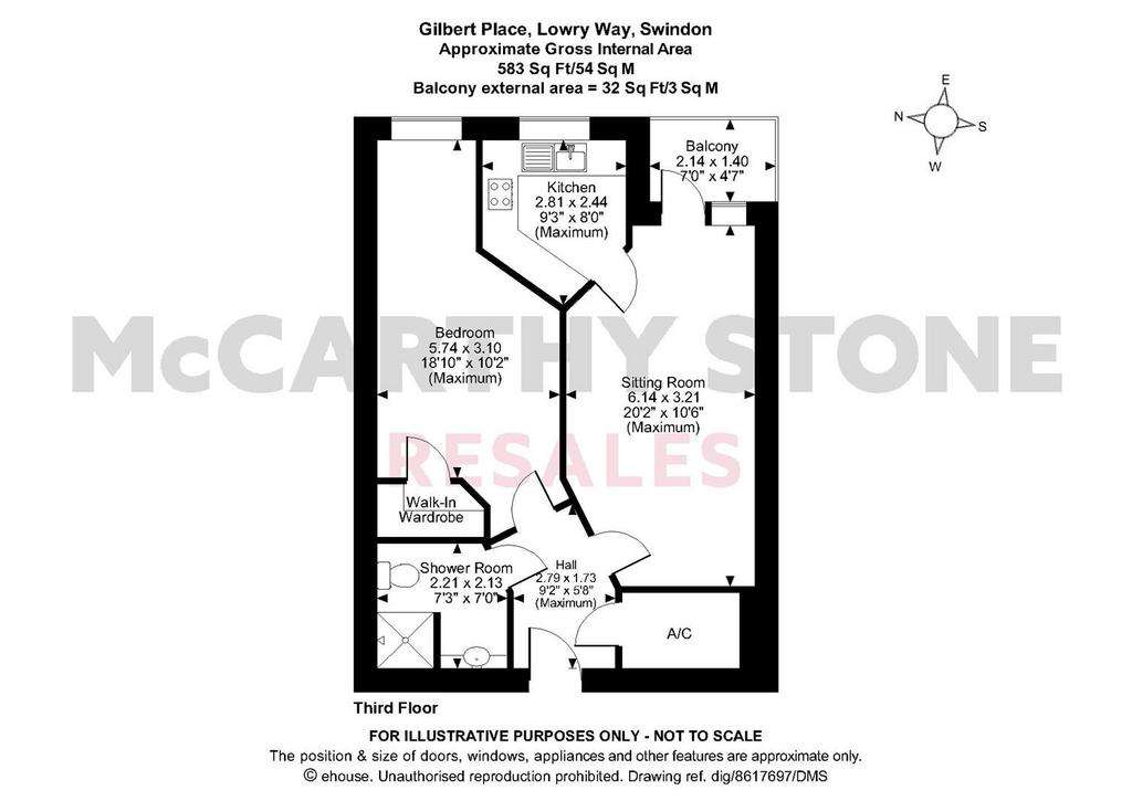 1 bedroom flat for sale - floorplan