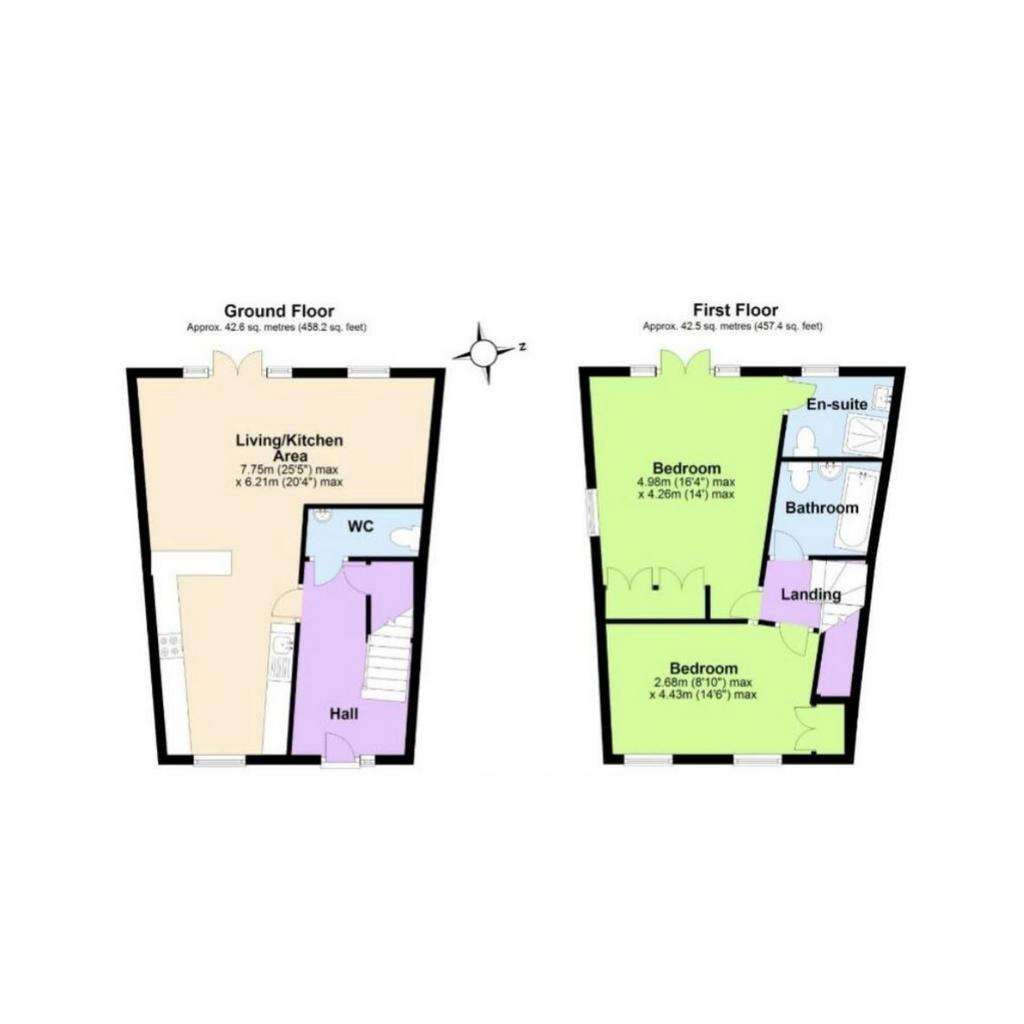 2 bedroom end of terrace house for sale - floorplan