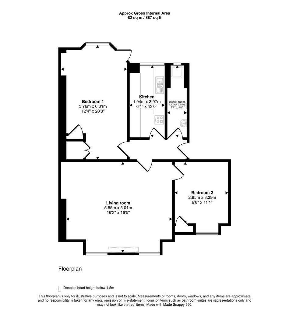 2 bedroom flat to rent - floorplan