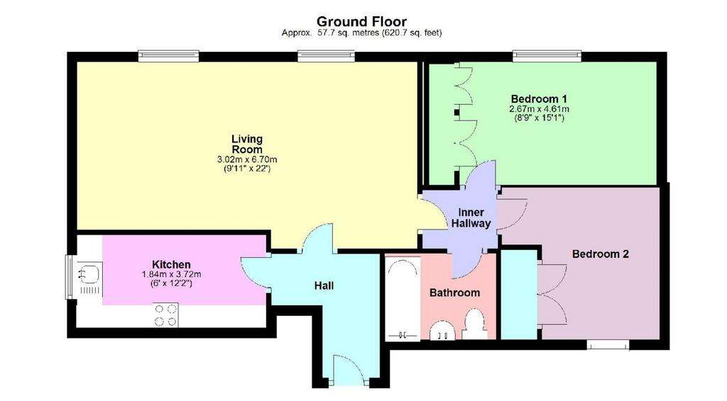 2 bedroom flat to rent - floorplan