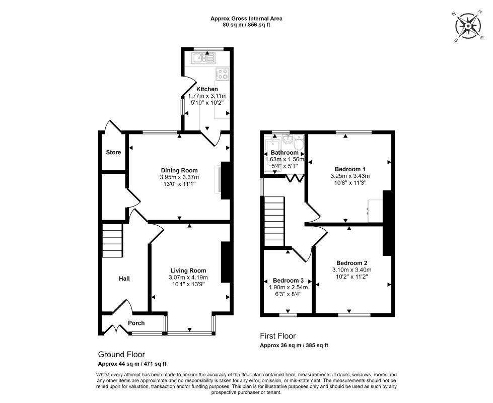 3 bedroom semi-detached house for sale - floorplan