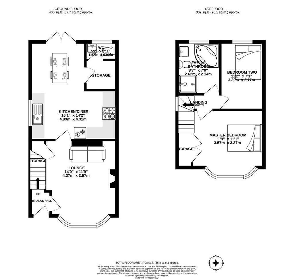 2 bedroom semi-detached house for sale - floorplan