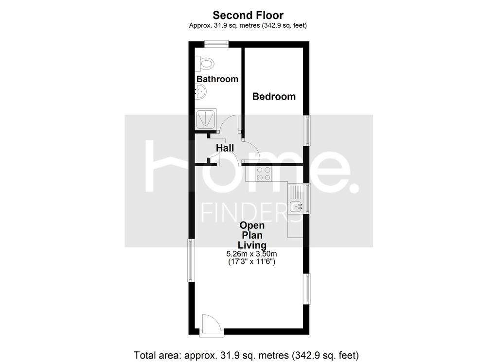 1 bedroom flat to rent - floorplan