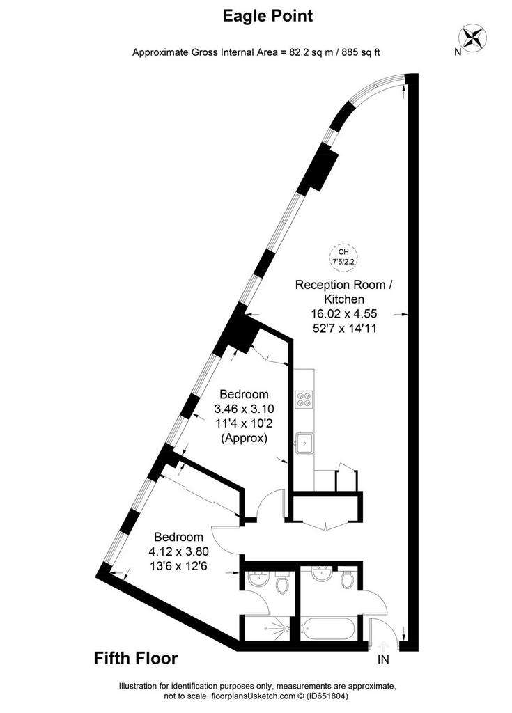 2 bedroom flat to rent - floorplan