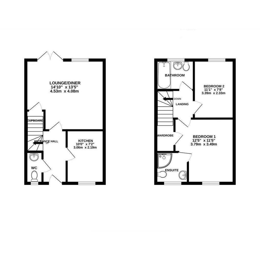 2 bedroom semi-detached house for sale - floorplan