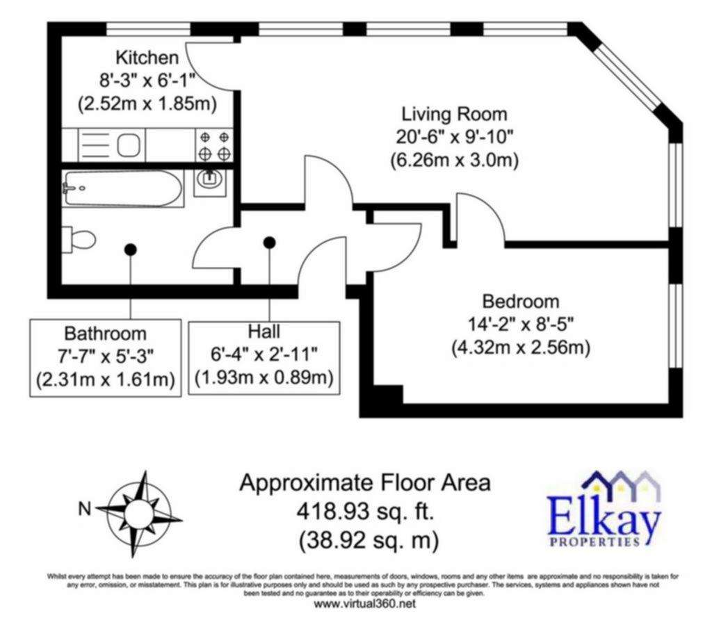 1 bedroom flat to rent - floorplan