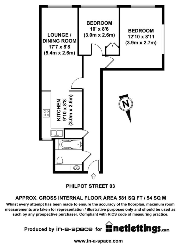 2 bedroom flat to rent - floorplan