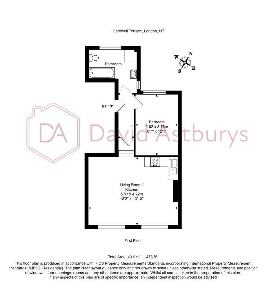 1 bedroom flat to rent - floorplan