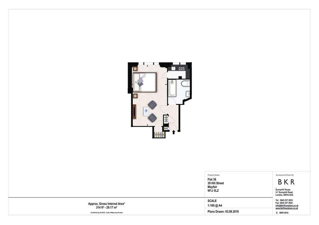 Studio flat to rent - floorplan