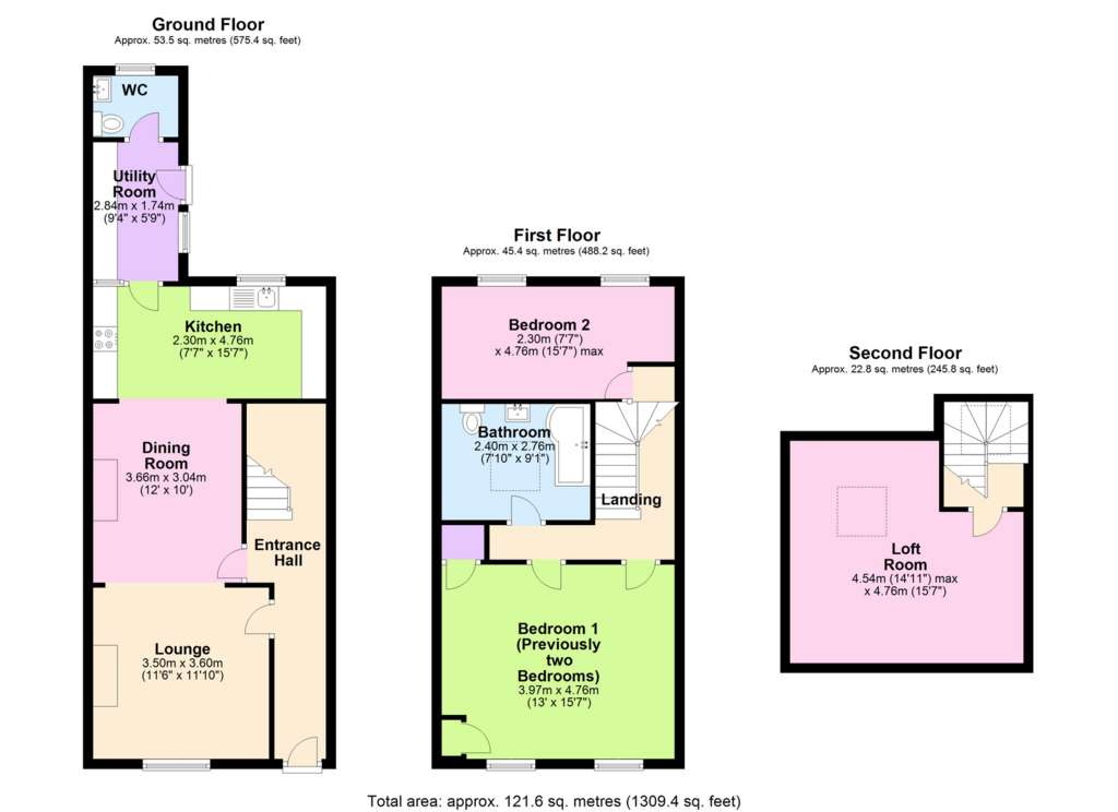 3 bedroom terraced house for sale - floorplan