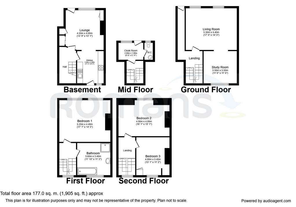 3 bedroom town house to rent - floorplan