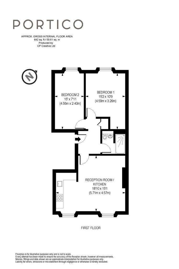 2 bedroom flat to rent - floorplan