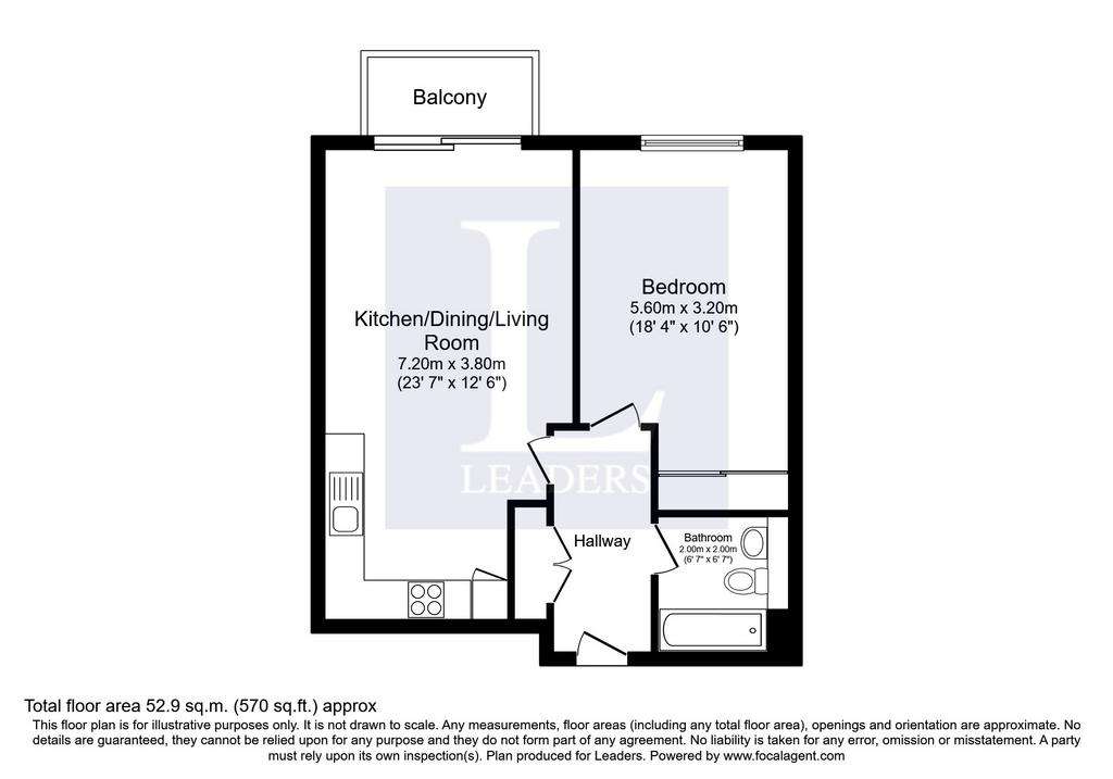 1 bedroom flat to rent - floorplan