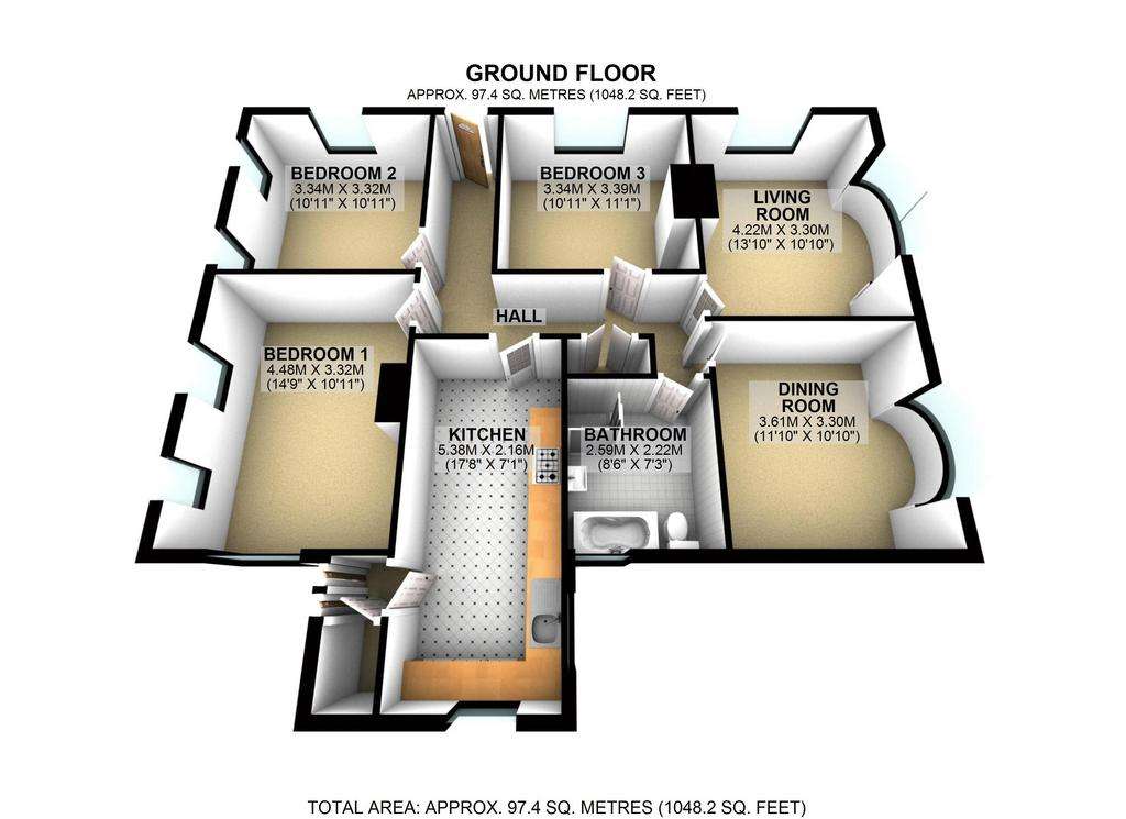 3 bedroom bungalow to rent - floorplan