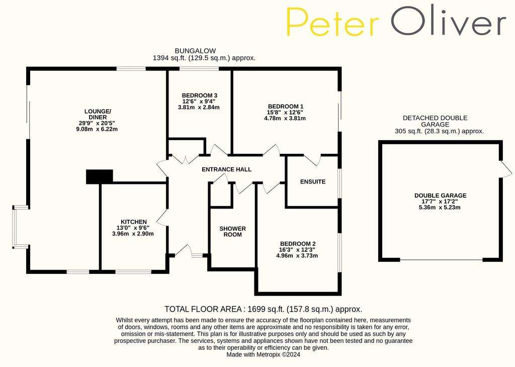 3 bedroom detached bungalow for sale - floorplan