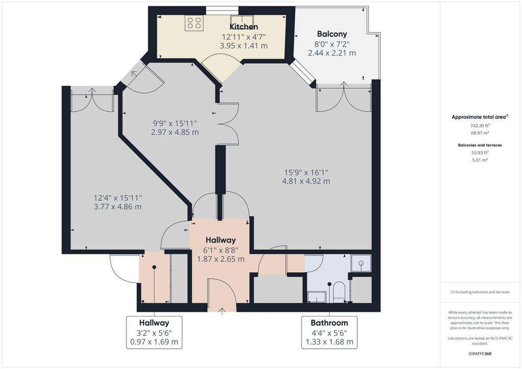 2 bedroom flat to rent - floorplan