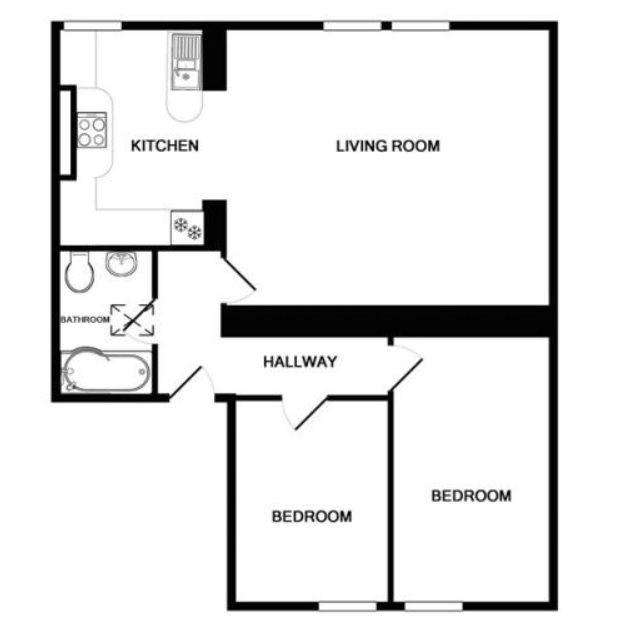 2 bedroom flat to rent - floorplan