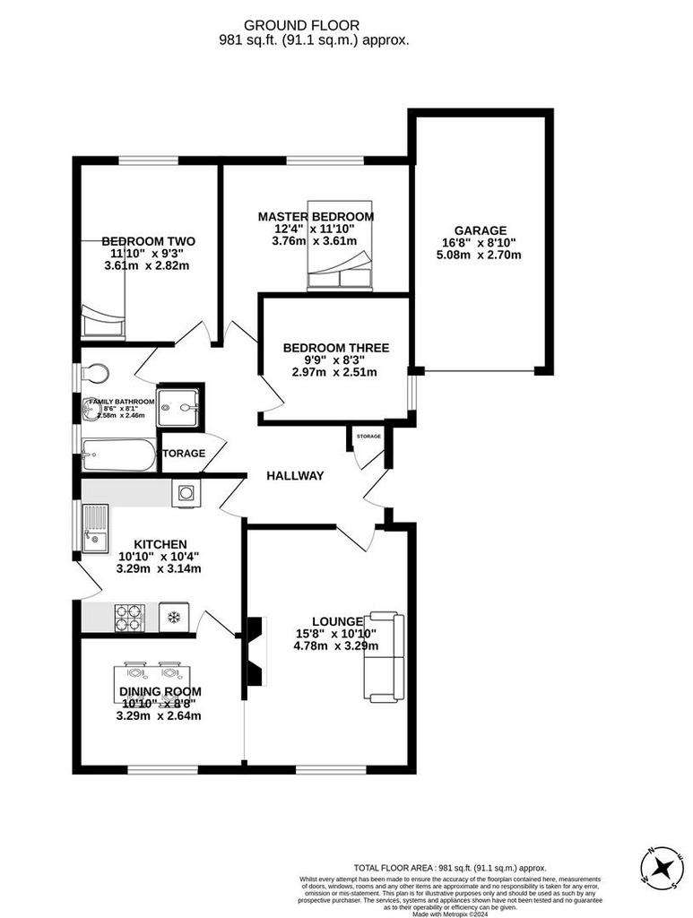 3 bedroom detached bungalow for sale - floorplan