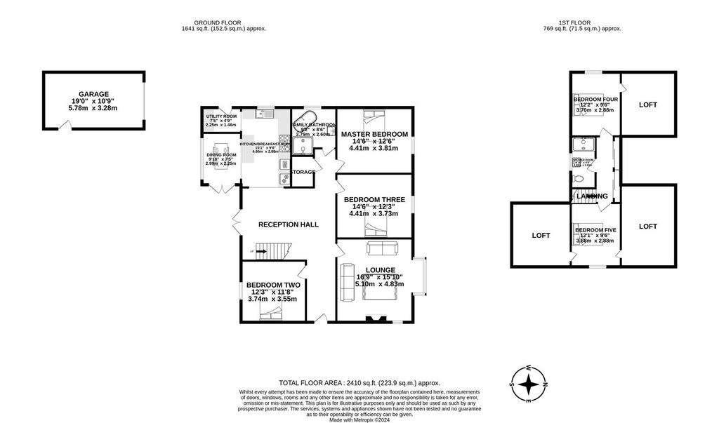 5 bedroom detached bungalow for sale - floorplan