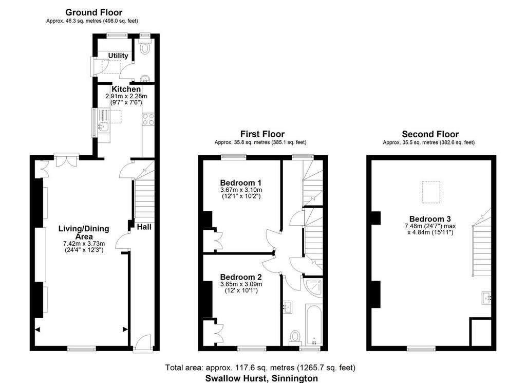 3 bedroom terraced house for sale - floorplan