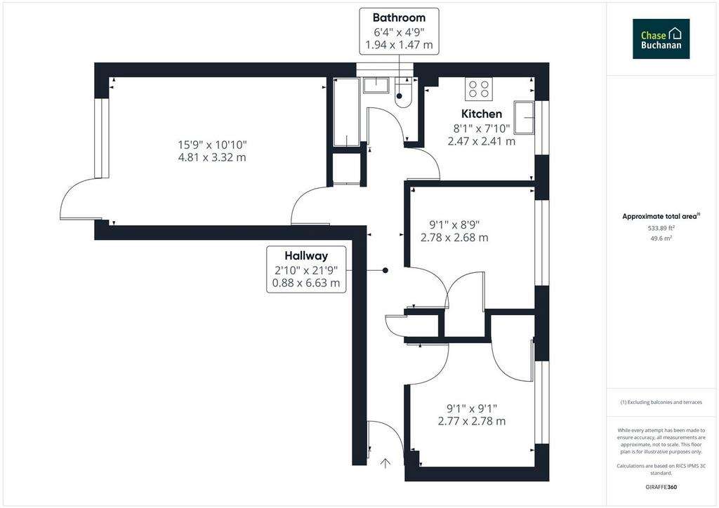 2 bedroom flat to rent - floorplan