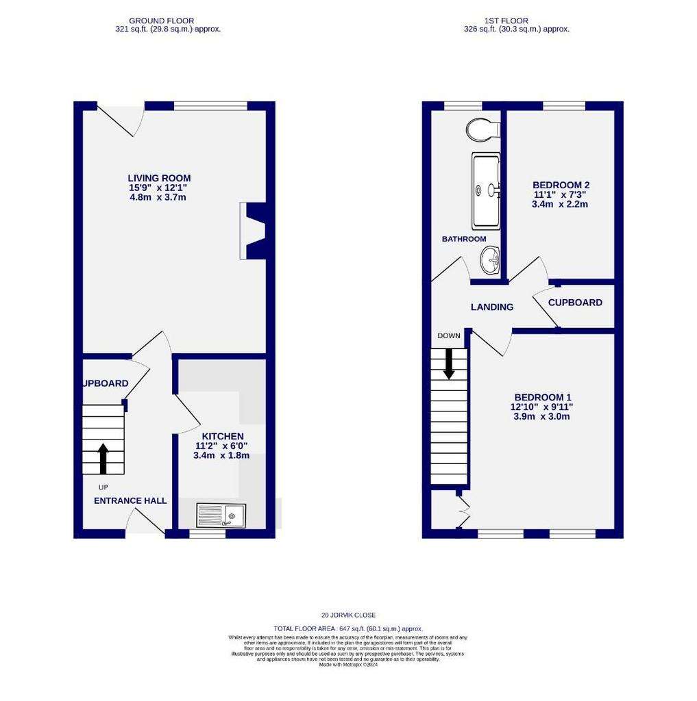 2 bedroom town house for sale - floorplan