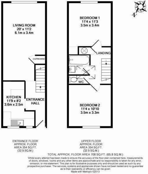 2 bedroom maisonette to rent - floorplan