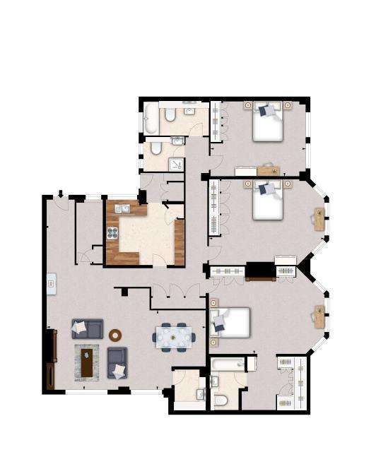 3 bedroom flat to rent - floorplan