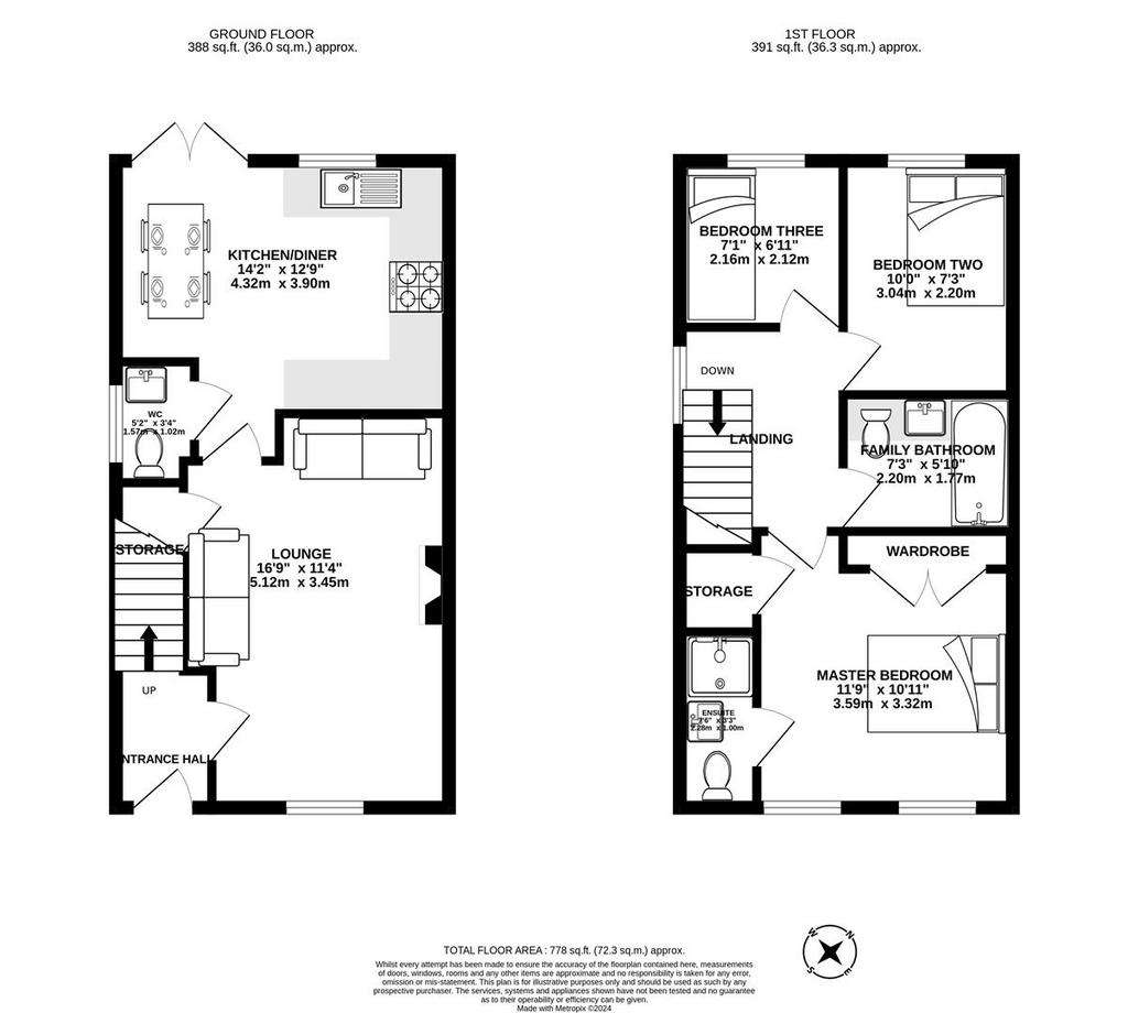 3 bedroom semi-detached house for sale - floorplan