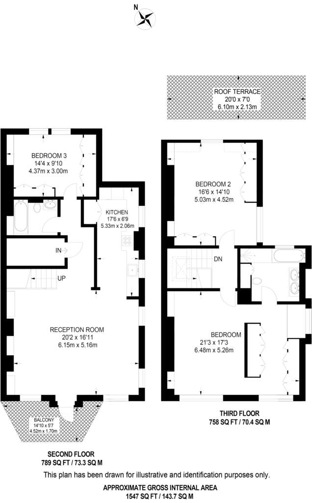 3 bedroom flat to rent - floorplan